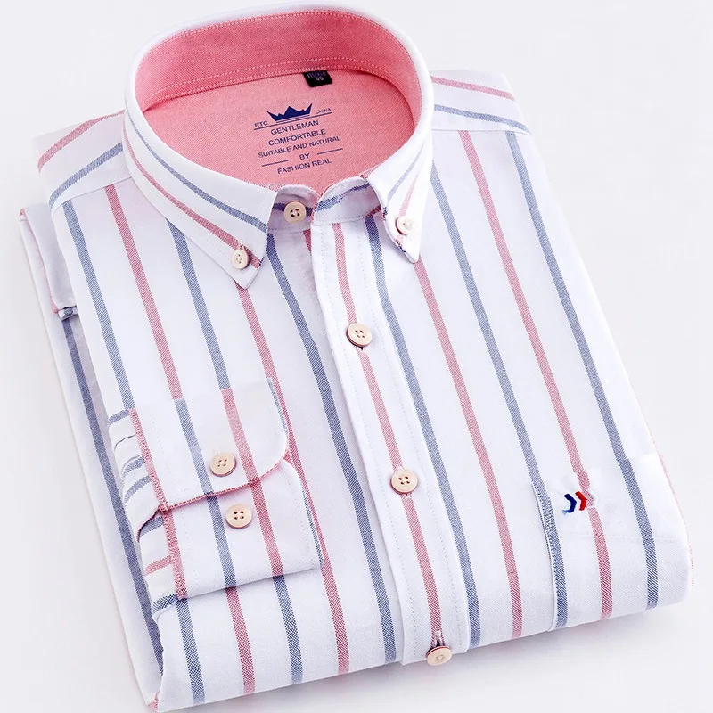 Langmeng размера плюс, брендовая хлопковая Однотонная рубашка, мужские весенние повседневные рубашки, оксфордская рубашка, camisa masculina, белая, Черная - Цвет: 201806-29
