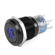DC 12V 19mm Blue LED Waterproof Latching Push Button Switch Stainless Steel for Universal Car High Quality Switches & Relays