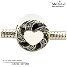 Стерлингового серебра 925 прозрачный CZ Лента сердце Подвески бусины для женщин подходит оригинальные браслеты DIY Шарм серебро 925 ювелирные изделия