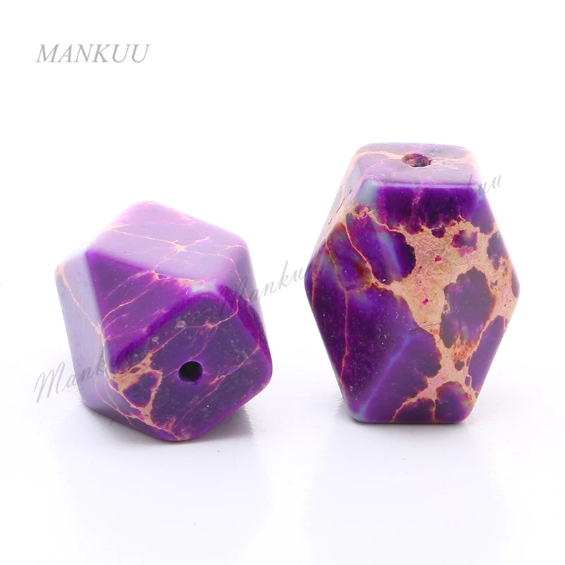 

Faceted Purple Stone Loose Beads with Double Hole DIY Jewelry Irregular Shape Sea Sediment Jaspers Beads for Making DXT01819