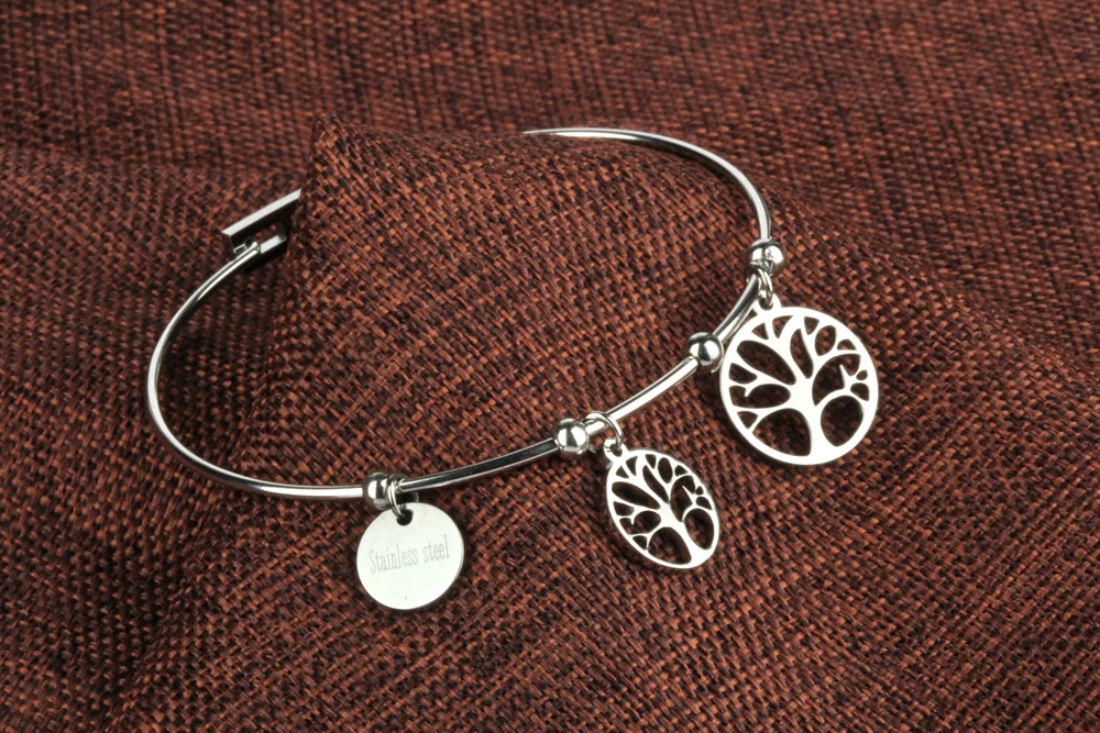 SHE WEIER Пара Браслеты и браслеты из нержавеющей стали браслет браслеты для женщин Мода с изображением сердца, для подарков для женщин жизнь дерево серебро