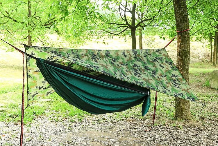 Портативный походный гамак с москитной сеткой и дождевой летающей брезентовой навесной тент для кемпинга на открытом воздухе без москитов качающаяся кровать Водонепроницаемый