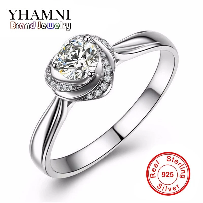

90% OFF!!! YHAMNI Guaranteed 100% 925 Sterling Silver Engagement Ring Luxury 2ct Simulated Diamant Wedding Rings For Women YH382