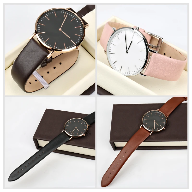 MAIKES Genuine Leather Black Watch Strap Bracelet Accessory