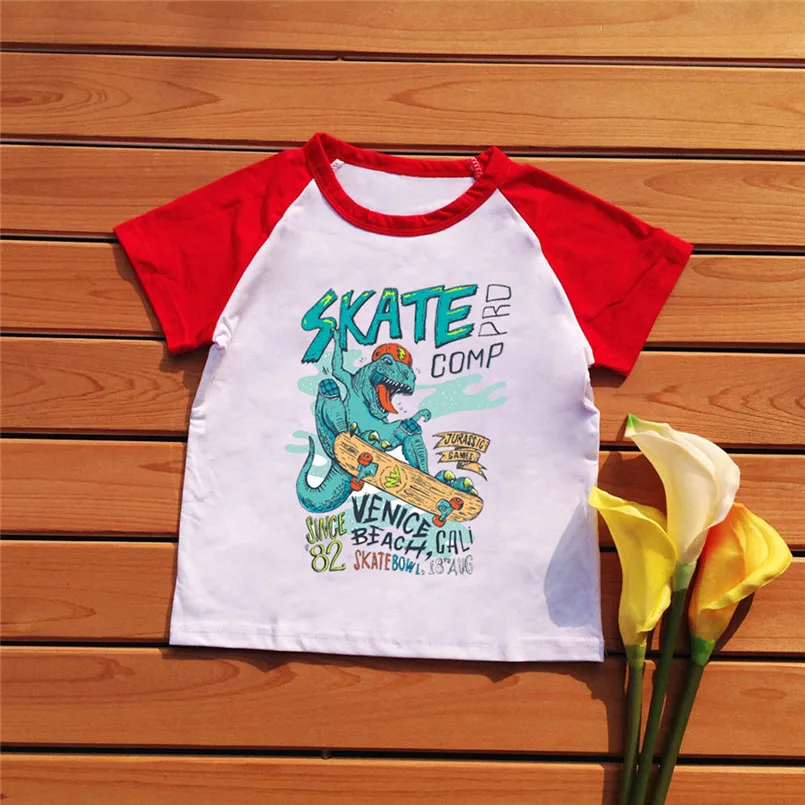 The new fashion cute design  Kids Bady Boy Cartoon Hot Style Dinosaurs Pattern T-shirt Bottoming Shirt Tops #4A04 (7)