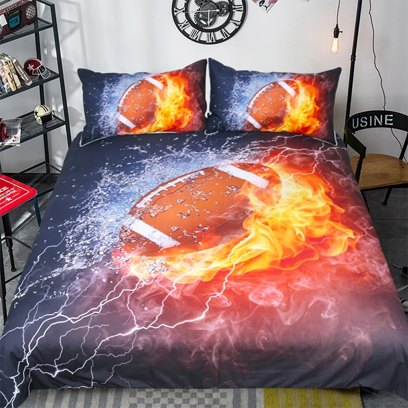 

Home Bedding Textile Personality Fashion Series Polyester 3D Football Pattern 3Pcs Duvet Cover Set Two-Person Suit 8 Size