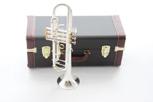 Taiwan Bach Double silver-plated Gold key LT180S37GS Bb trumpet HARD LEATHER case Top musical instruments Brass bugle