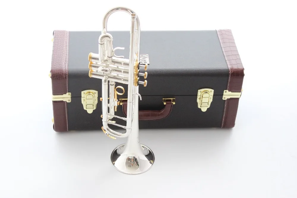 Taiwan Bach Double silver plated Gold key LT180S37GS Bb trumpet HARD