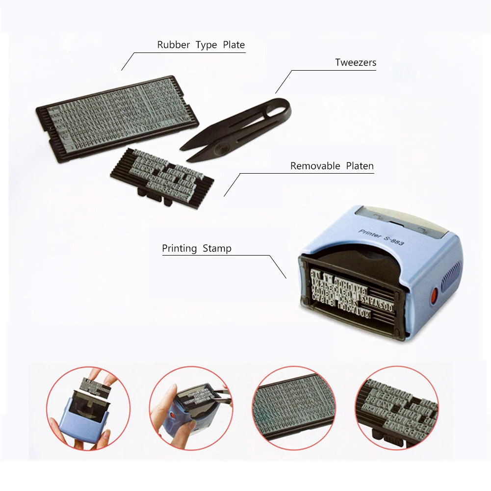 Новая штемпеля резиновые Тип пластины+ штемпельная подушка+ Пинцет Комплект индивидуальное настроены для Бизнес Имя адрес
