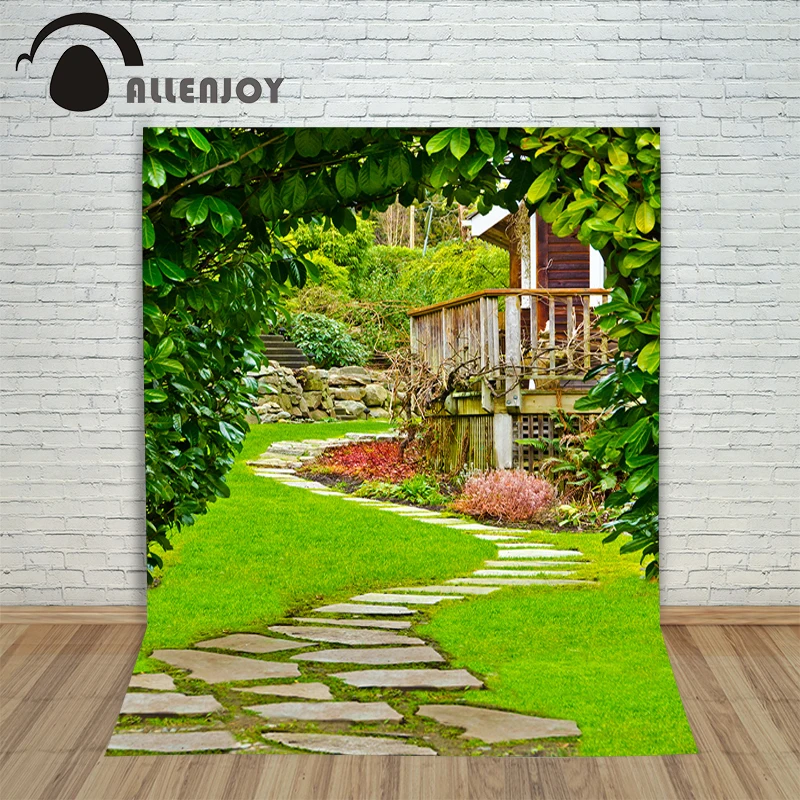 

Allenjoy Christmas backdrop Village tree green path wedding photocall for photo studio new