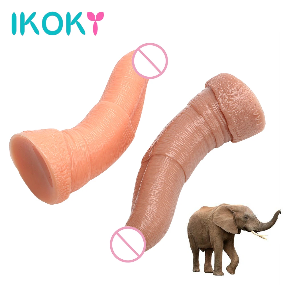 Большой фаллоимитатор IKOKY искусственный пенис со слоником Анальная пробка для