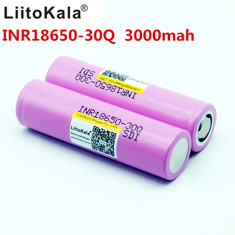 LiitoKala для INR 18650 аккумулятор 3,7 V 3000 mAh INR18650 30Q литий-ионный аккумулятор