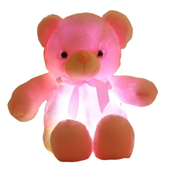 Новое поступление новейший креативный милый светодиодный плюшевый мишка, плюшевый мишка из полипропилена и хлопка, детский светящийся мишка - Цвет: Розовый
