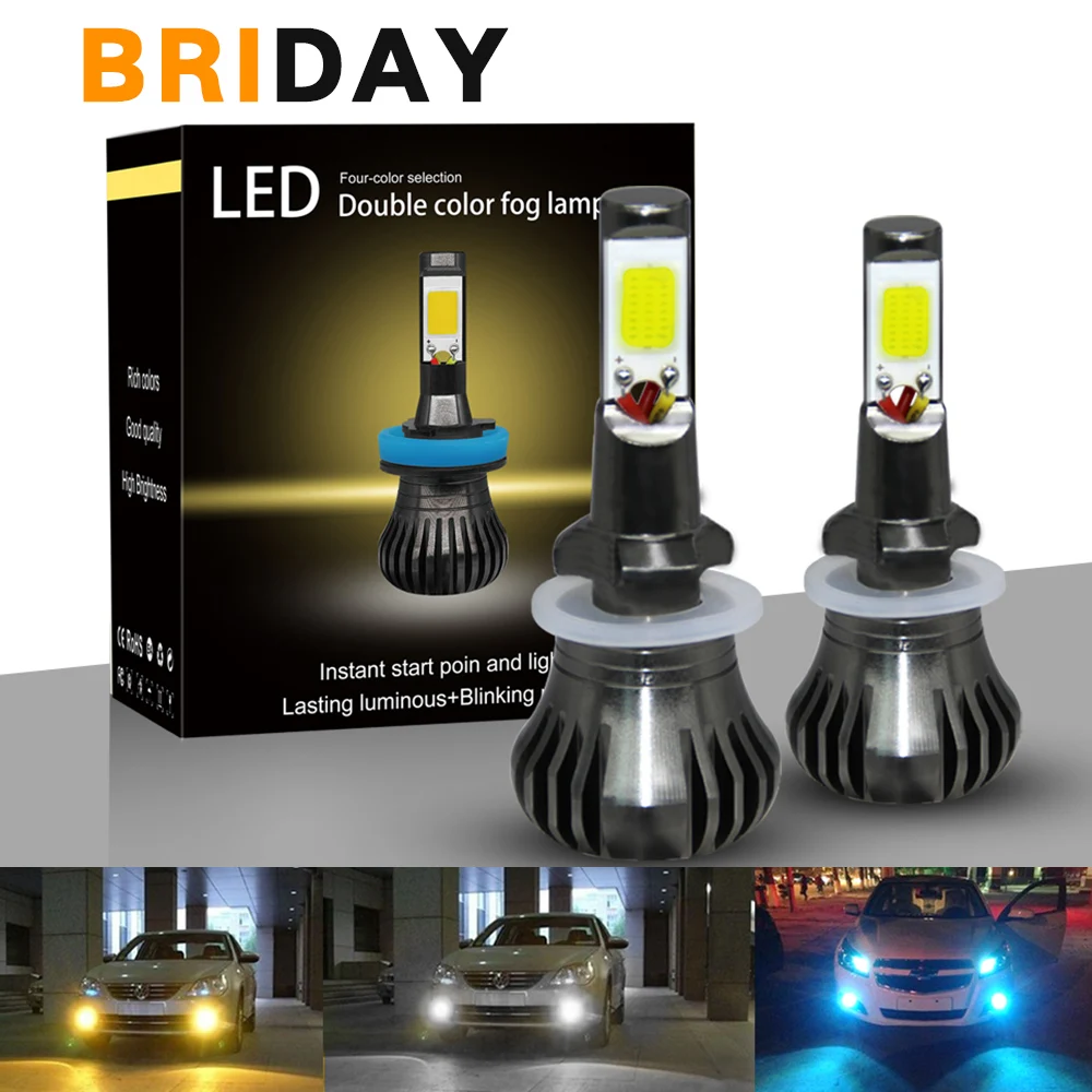 2Pcs Car Fog Light LED H8 H3 H11 880 881 Plug DC12V 24V IP68 Waterproof Daytime