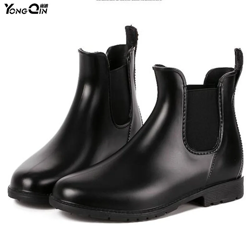 Sweet Elastic Rubber Short Non slip Women Rain Boots Waterproof Women