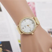Simple Fashion Women Bracelet Watches Gold Diamond Steel Strap Wristwatch Ladies Clock Dress Quartz Watch Gift LL@17