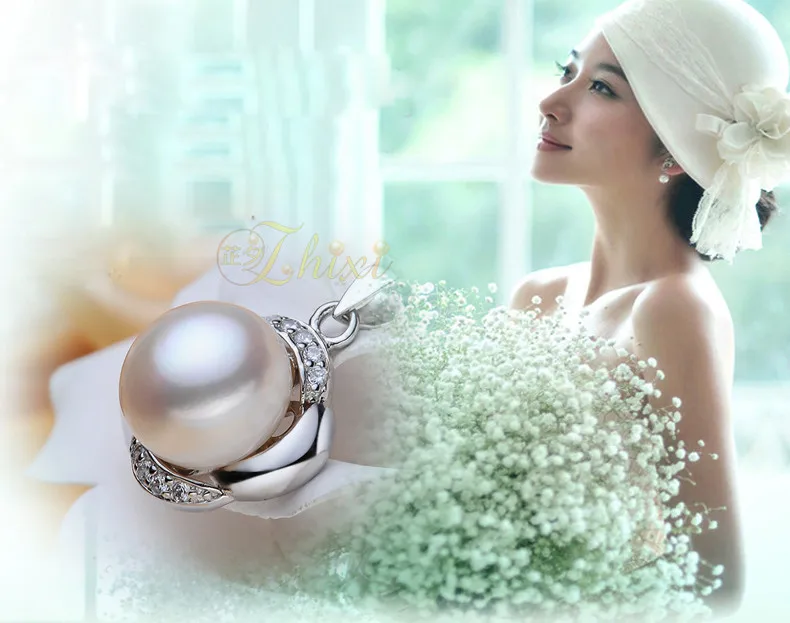 ZHIXI жемчужный Ювелирный Набор 9-10 мм натуральный жемчуг ожерелье кулон серьги хорошие Свадебные украшения Набор для женщин с подарком BoxT02