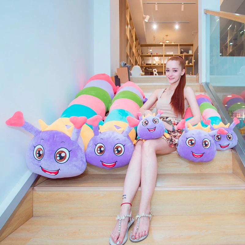 Dorimytrader Jumbo Soft Animal Caterpillar Plush Toys Stuffed Giant Colorful Cartoon Caterpillars Pillow Dolls for Children Gift 130cm 150cm DY50441 (5)