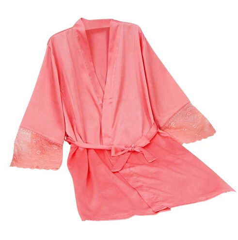 Сексуальное Женское ночное белье со средним рукавом, большие размеры M L XL XXL, кружевные женские халаты из натурального шелка,, новинка - Цвет: As the photo show