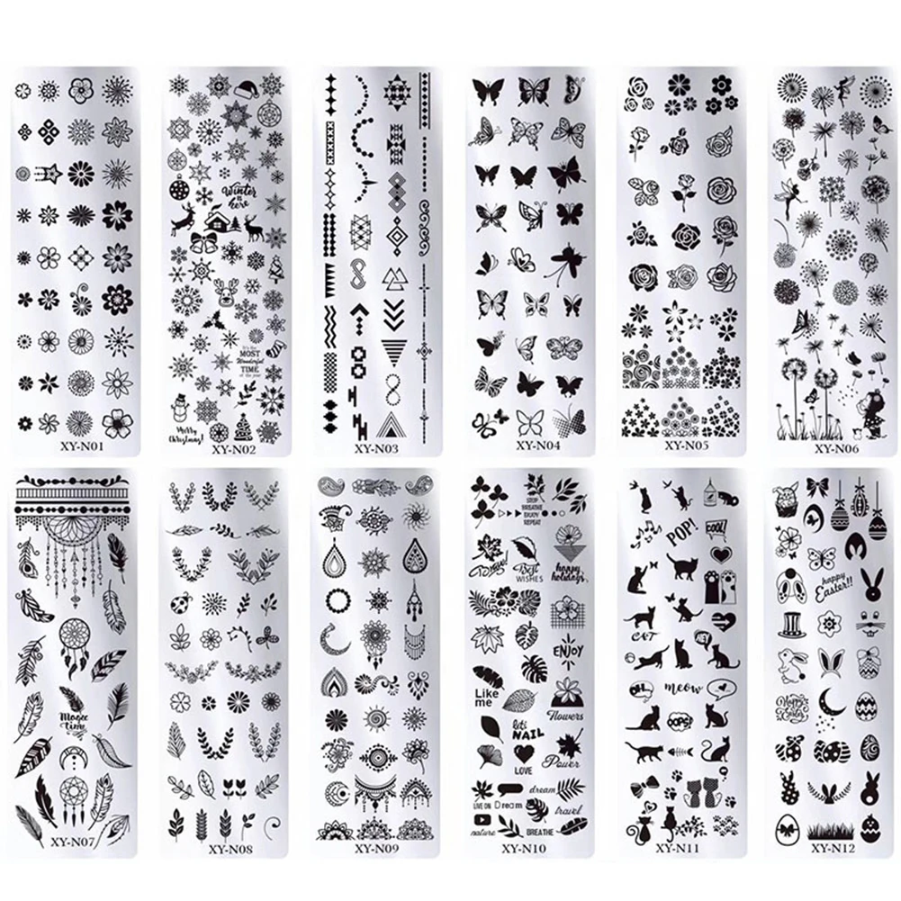 

3Pcs Nail Art Stamp Nail Stamping Template Flower Animals DIY Designs Plate Scraper Dual Head Smudge Drawing Printing Pen Set