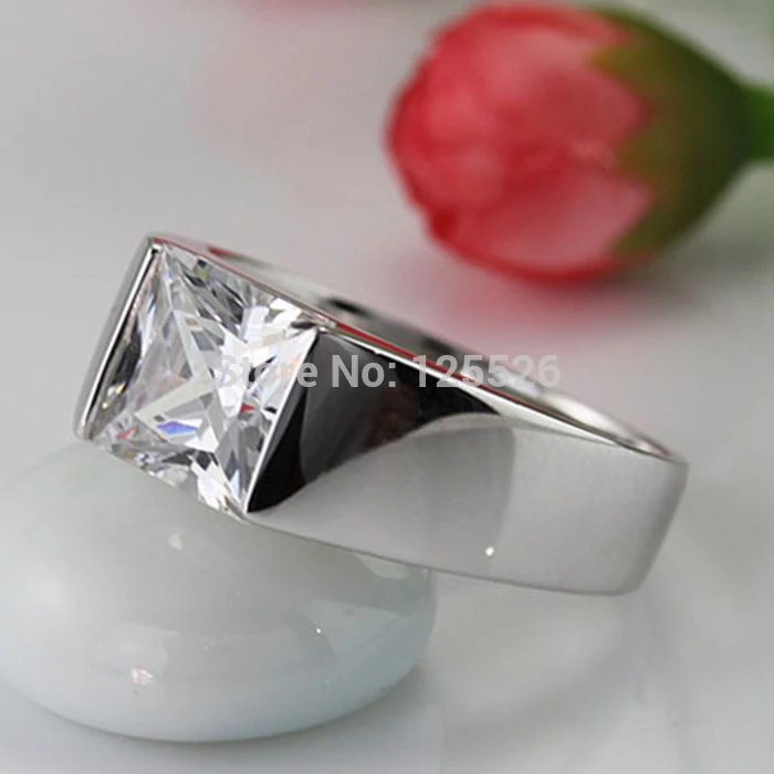 choucong Men's Princess cut 5A Zircon stone 925 Sterling Silver Engagement Wedding Ring Sz 8-12 Free shipping Gift