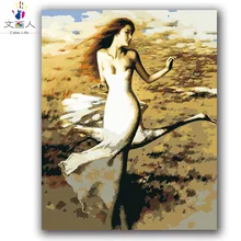 Xie Chu yu масляная живопись танцовщица, изображающая лебедя diy Краска по номеру с премированной душевой, спальни, дома, украшения для отеля