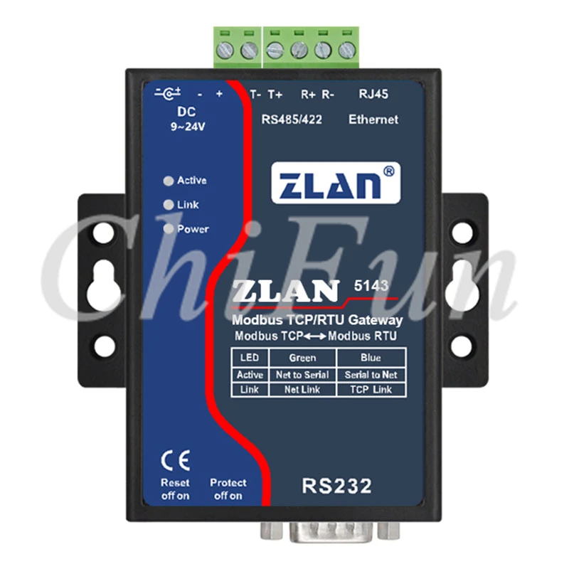 

ZLAN5143 RS232 RS485 RS422 to Ethernet RJ45 Converter Modbus RTU TCP Gateway baud rate multi host Converte serial device server