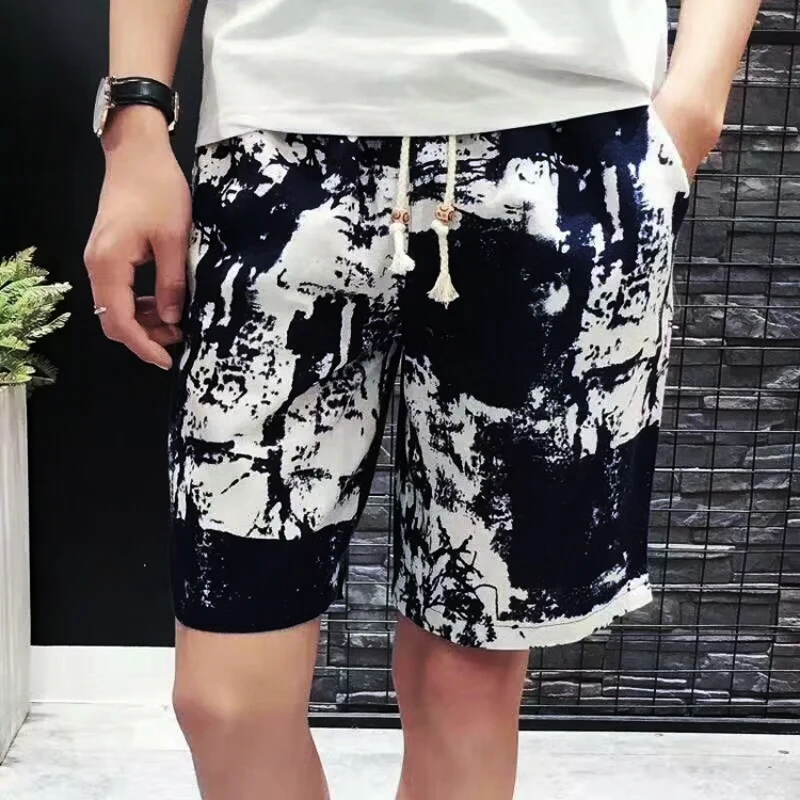 

New arrival mens fashion Super large Summer Men Loose Flower Shorts Elastic Waist Knee Length Print Plus Size 2XL-4XL5XL6X7XL8XL