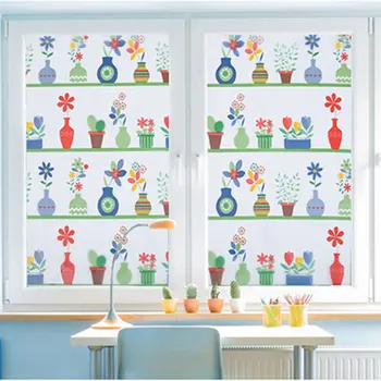 

Stained Vase Glass Film window sticker Frosted Static Cling kids room Self-adhesive home decorative window films length 100cm