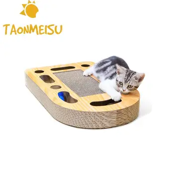 

Cat Toy Corrugated Paper Turntable Teasing Funny Cat Tunnel Toy Cat Scratch Board Bell Ball Pet Interactive Toy With Catnip 2018