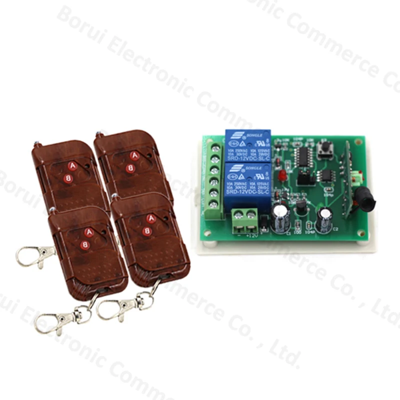 

New DC 12V 2CH Channel Wireless teleswitch RF Remote Control Switch 4 Transmitter+ 1 Receiver