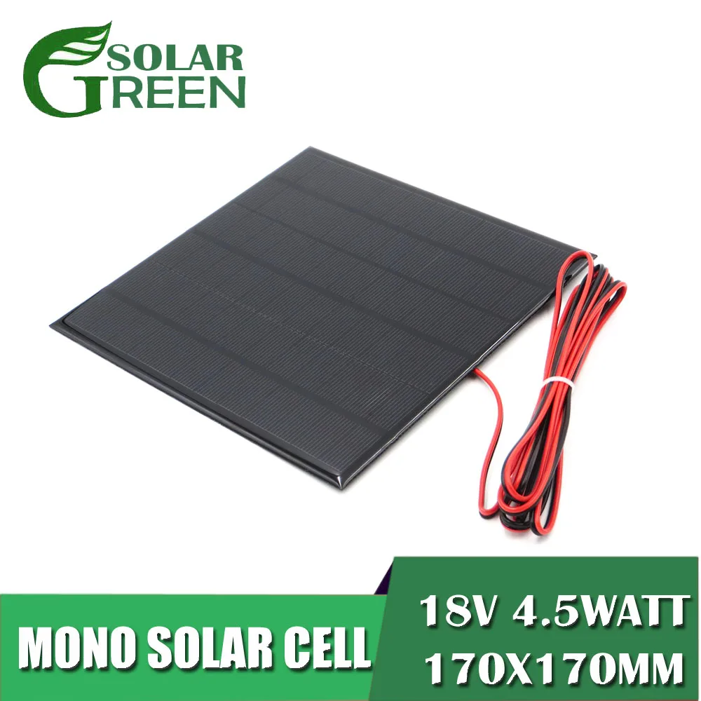 

250mA 12V Battery Charger Module Mini Solar Cell 18V 4.5Watt Solar Panel Monocrystalline Silicon DIY wire toy