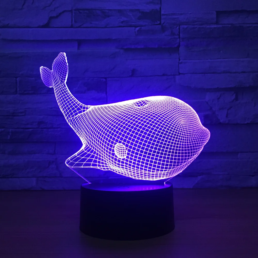 

Whale 3D Sensor Lamp LED Novelty Night Light USB Touch Sensor Table Desk Lamp for Children 2018 New 7 Colors Cute Animal Light