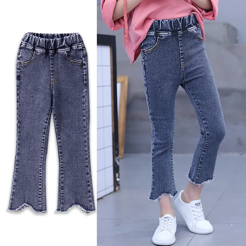 

Teenage Girls Jeans Grey Blue Fashion Pencil Pants Baby Girls Trousers Jeans for Kids 2019 Spring Children Pants 10 12 Years