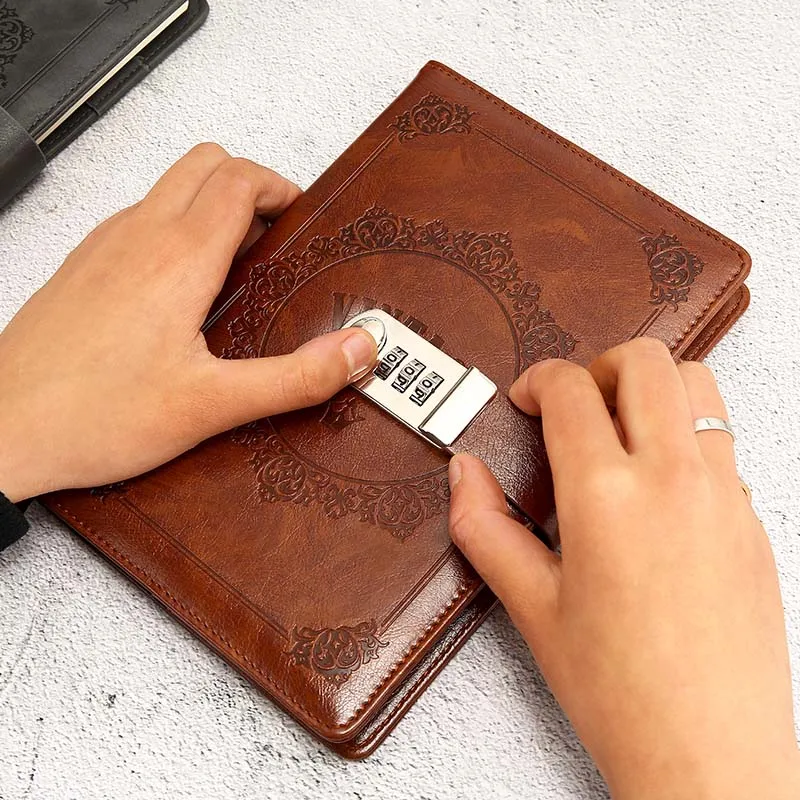 

Encryption Book Retro-lock Diary Thicker Student Notebook With Lock Notebook Stationery Embossing Secrecy