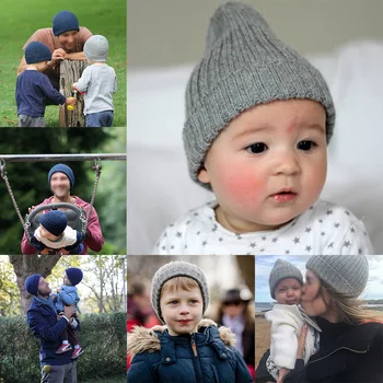 

2Pcs Mother Child Baby Toddler Kids Girls Boys Warm Hat Winter Beanie Knitted Cap New Kids Warm Knitted Hat Newborn Cap