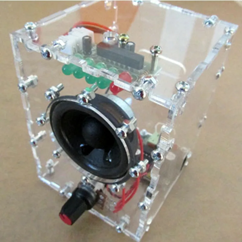 DIY Kits Sets Clear Transparent Speaker Box LM386 Amplifier Kit With