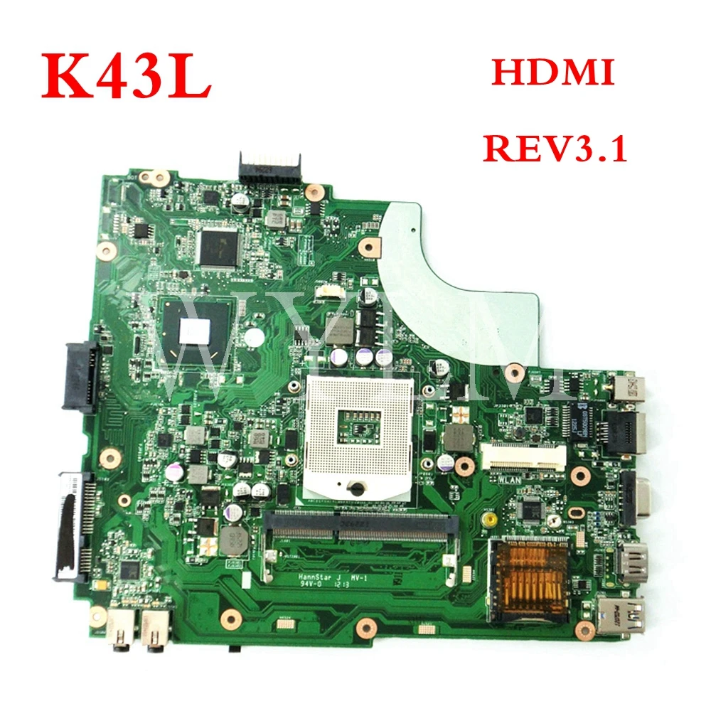 For ASUS K43L Motherboard X44H K84L K43LY Rev 3.1 60-N7SMB1400 Main Board USA