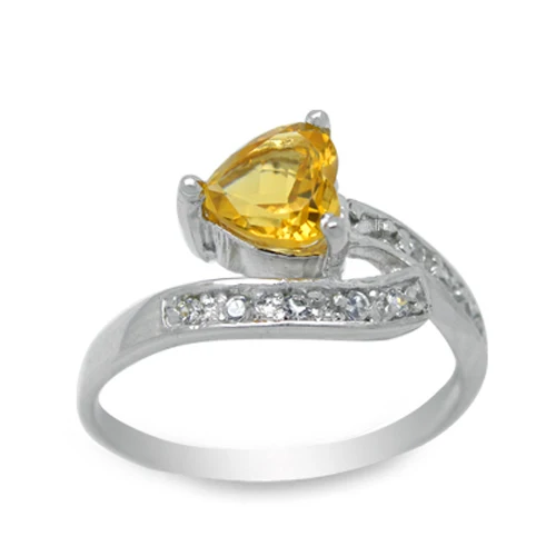 

Anillos Qi Xuan_Yellow Stone Elegant Heart Rings_Finger Ring_S925 Solid Sliver Yellow Stone Rings_Manufacturer Directly Sales
