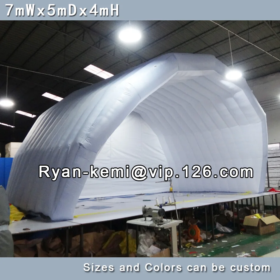 Free shipping 7mWx4mHx5mD light grey white inflatable stage tent oxford cloth tent for outdoor events inflatable canopy 3