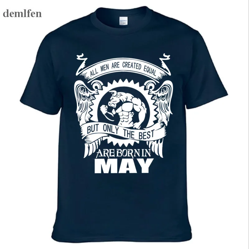 

Men Gift Cotton T Shirt All Men Are Created Equal Best Born In May T-shirt Novelty Funny Cotton Tshirt Tops Tees