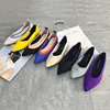 Womens Stretch knitted mixed color moccasins breathable cozy work shoes brief slip on fashion ladies