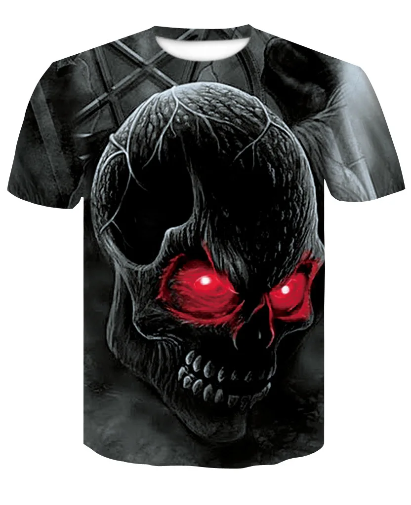 

Man Leisure Time Number Human Skeleton Head Clown 3d Short Sleeve T Pity 2019 T-shirt Short Sleeve Shirt Men 100% Cotton