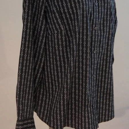 CHARTER CLUB Womens 14 14W LS Button Down Dress Shirt Black Grey Chain Stretch (2)