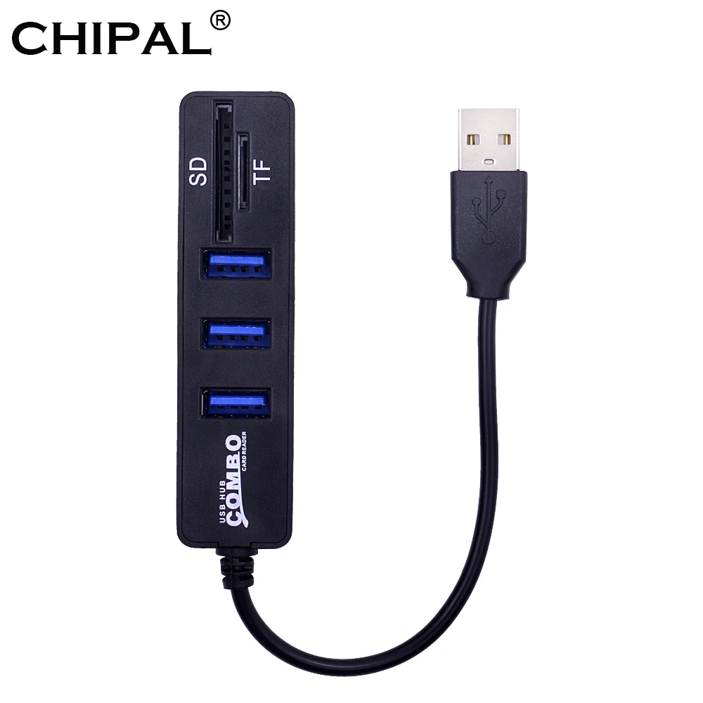 CHIPAL usb-хаб комбо 3 порта USB 2,0 концентратор Высокоскоростной разветвитель Мульти USB комбо 2 в 1 SD/TF кард-ридер для ПК ноутбука компьютера