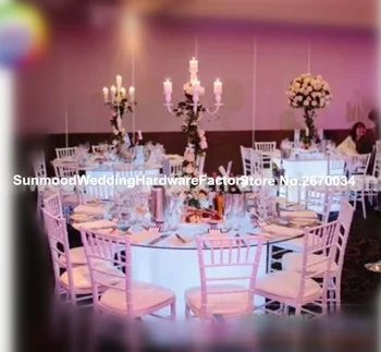 

Hot sale white iron candle holder 5 heads crystal candelabra for home decor