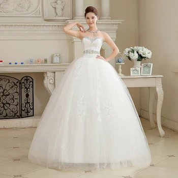 

Fansmile Free Shipping Sweetheart Sexy Vintage Lace Up Wedding Dresses 2020 Vestidos Plus Size Bridal Gown Dress Robe de Mariee