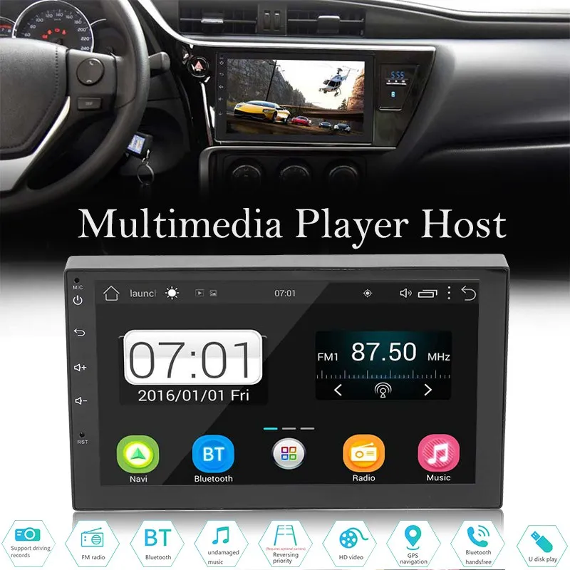 7-дюймовый 2 Din Сенсорный экран 1080 P автомобиля Bluetooth MP5 плеер 4 ядра Android gps навигации