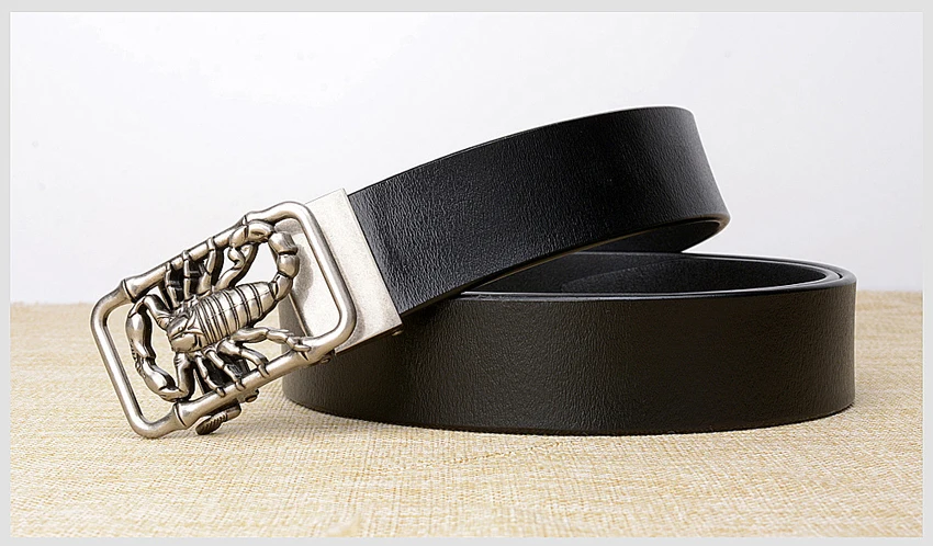 Factory Direct Brand Designer Belt Men High Quality Real Leather Belts Strap Male Retro Scorpion Automatic Buckle Belt for Men