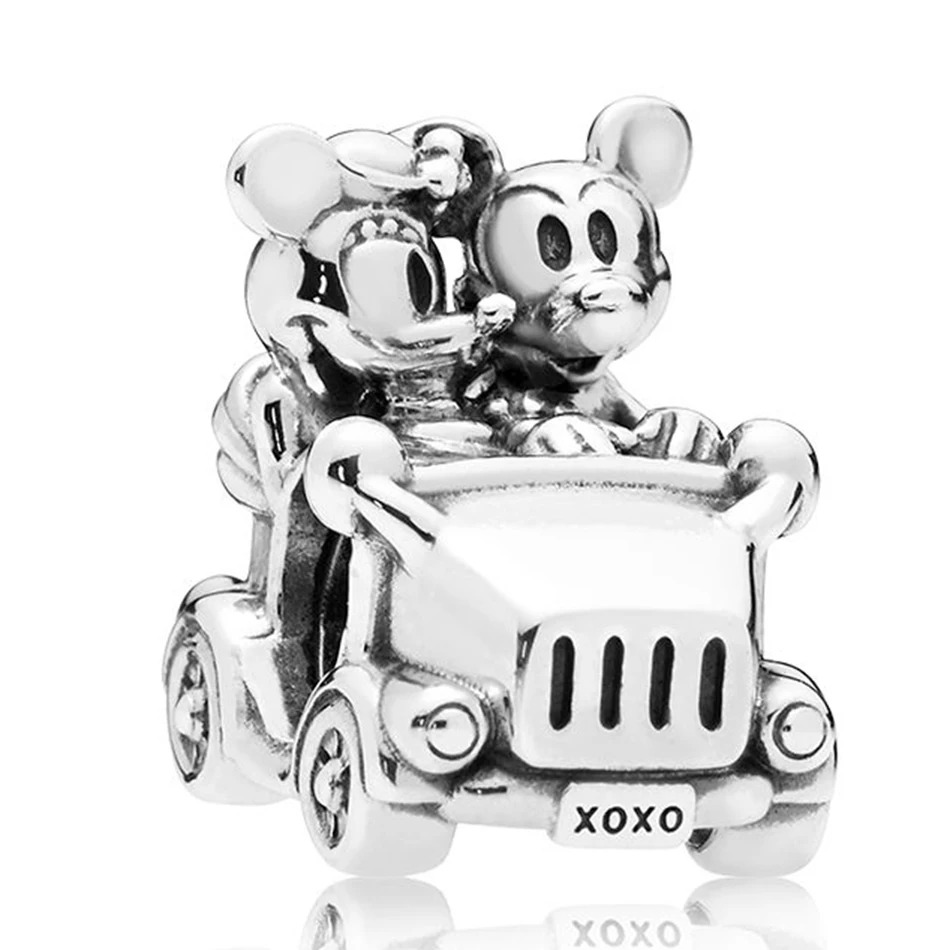 

Authentic 925 Sterling Silver Mickey & Minnie Vintage Car Bead Charm Fit Pandora Bracelet Bangle DIY Jewelry